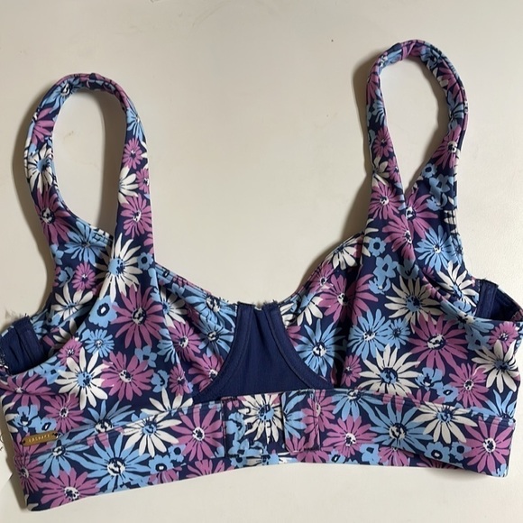 Women M Sports Bra L*Space Impact Underwire Hook & Eye Pink Blue Floral NWT 2073 - Picture 5 of 11